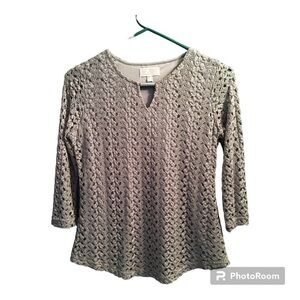 JM Collection NWOT Lace Top in Taupe in PP